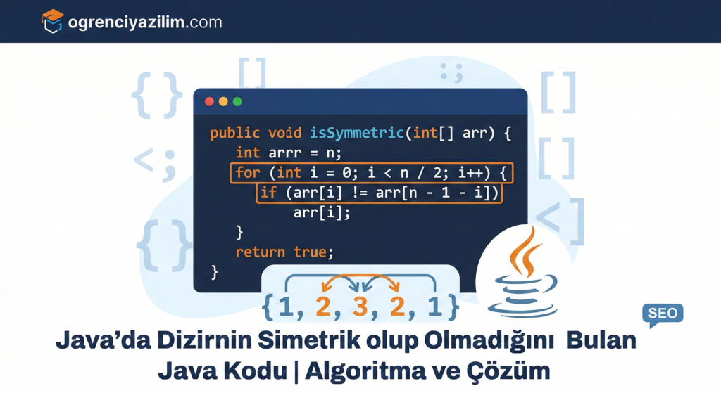 Dizinin Simetrik Olup Olmadığını Bulan Java Kodu